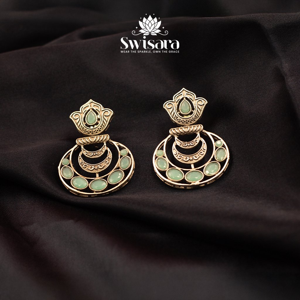 Lotus Aura Mint Stone Earrings