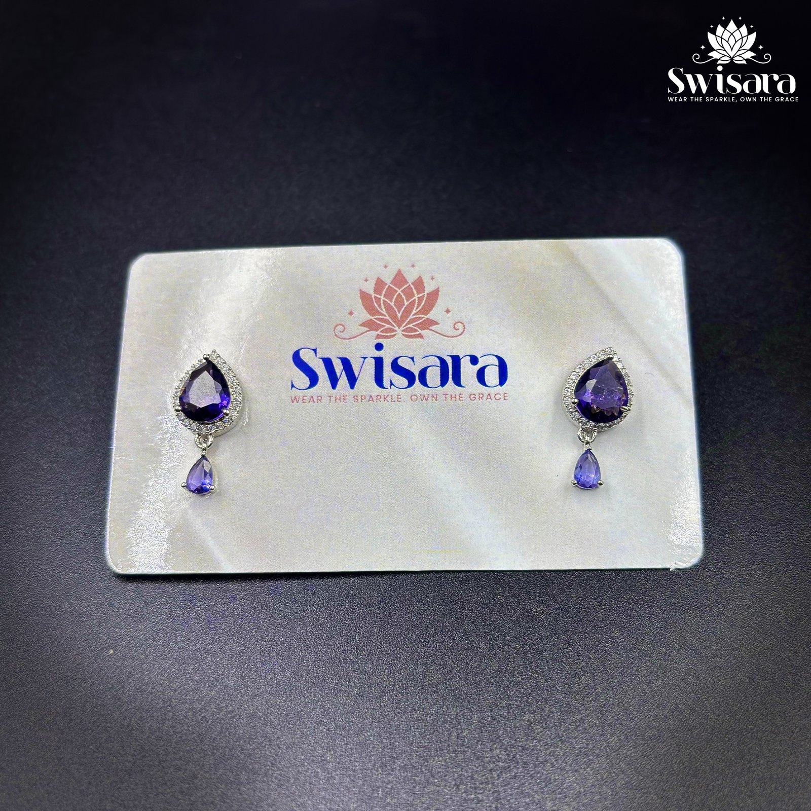 Swisara Crystal Bloom Double-Drop Earrings - Image 2