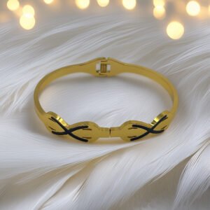Black Accent Infinity Gold Bangle