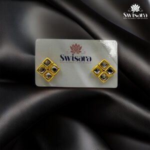 Golden Kundan Square Earrings