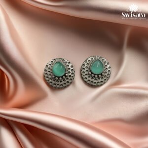 Textured Stone Round Earrings