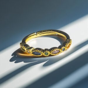 Gold plated multicolor adjustable ring for women by Swisara