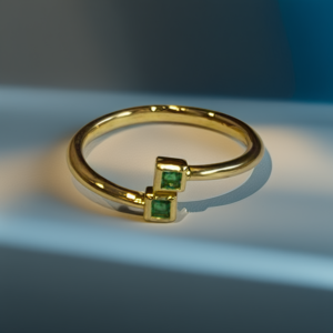 Gold plated green stone minimal adjustable ring for women by Swisara